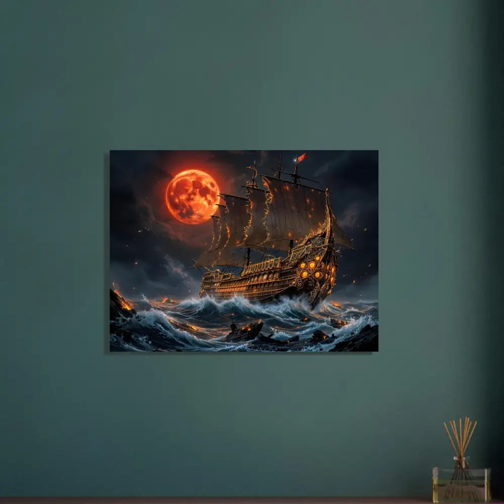 Aluminum Print Crimson Reign featuring spectral armada glows under a blood moon armada