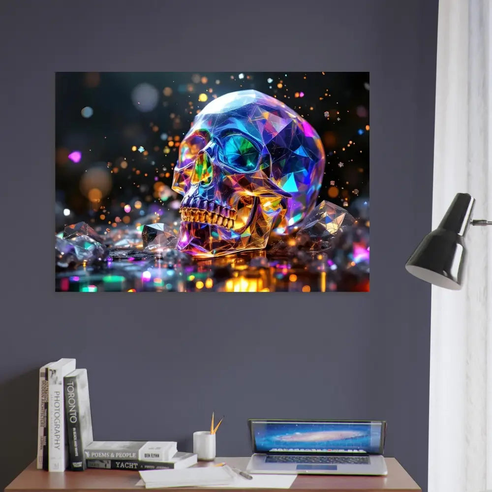 Colorful geometric skull poster on Aluminum Print Crystal Skull Prism PixiOnyx Apex Shine Series