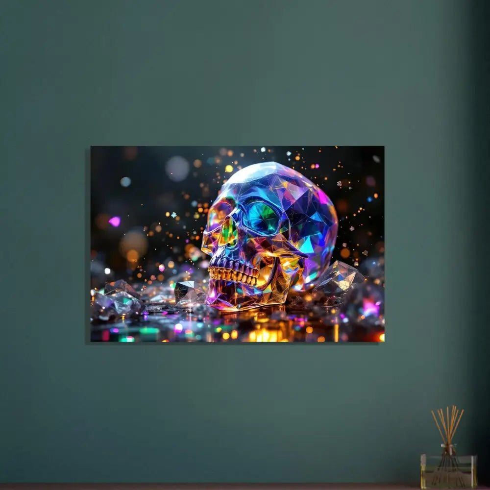 Colorful crystal skull aluminum print from PixiOnyx Apex Shine Series