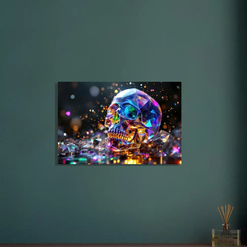 Prismatic crystal skull displayed on Aluminum Print in PixiOnyx Apex Shine Series