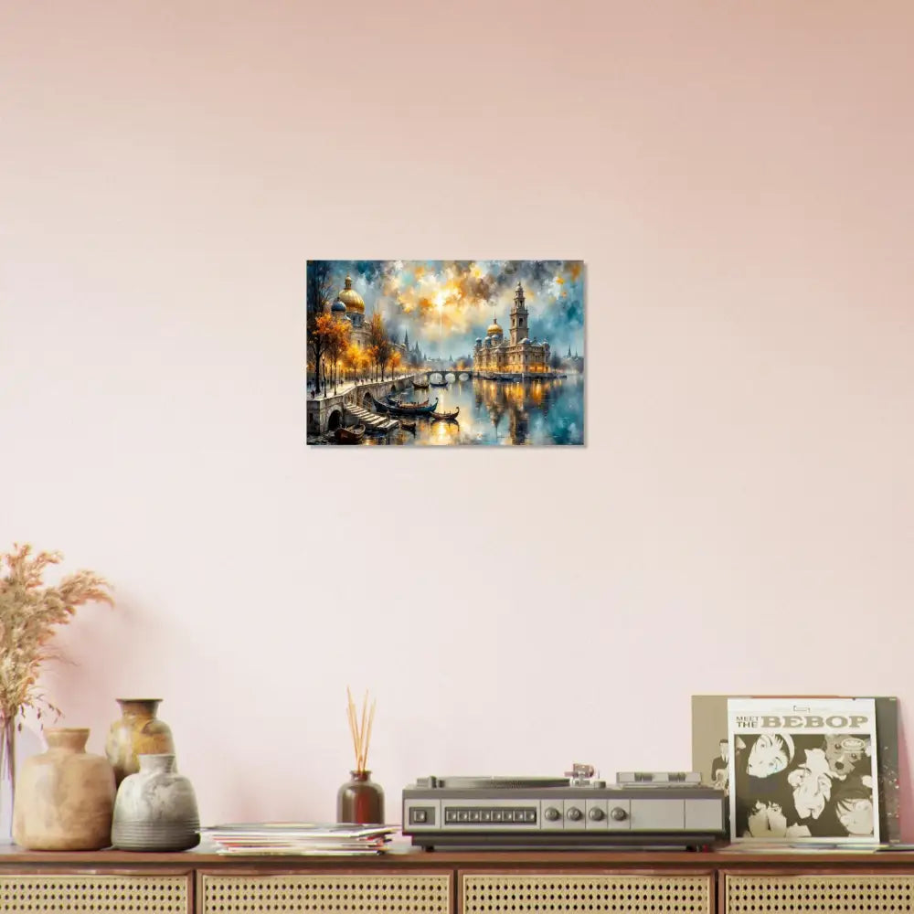 Aluminum Print PixiOnyx Chromatic Brilliance showcasing radiant riverside fantasy at sunset