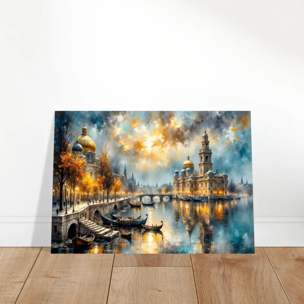 Aluminum print showcasing a radiant riverside fantasy with elegance meets innovation in PixiOnyx Chromatic Brilliance