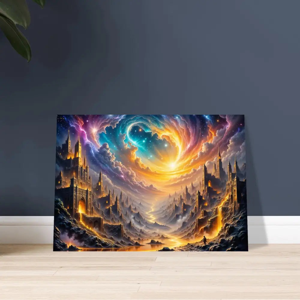 Aluminum Print of Eclipsed Citadel Glow in PixiOnyx Luminous Realm fantasy landscape