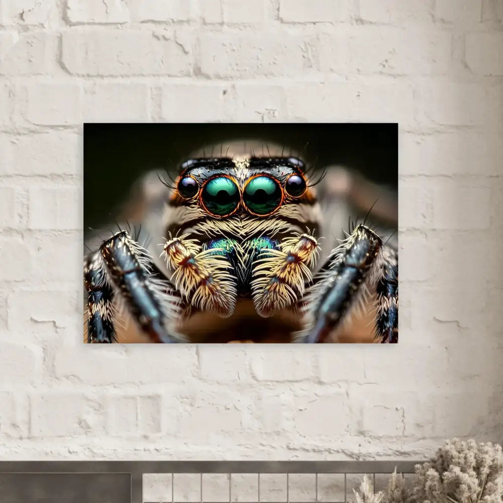 Close-up portrait of a spider on Aluminum Print Eight-Eyed Watcher from PixiOnyx Nature Obscura