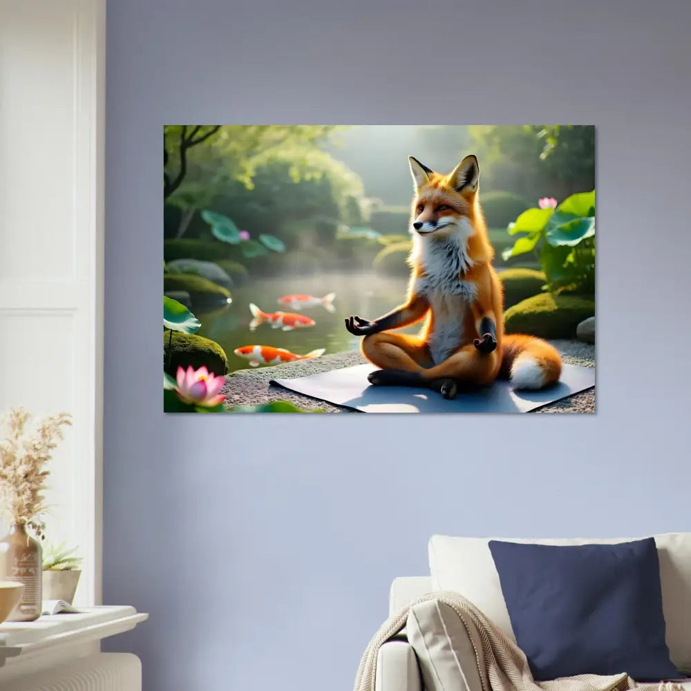 Fox meditating print on Aluminum Print from PixiOnyx Mirror Calm Series
