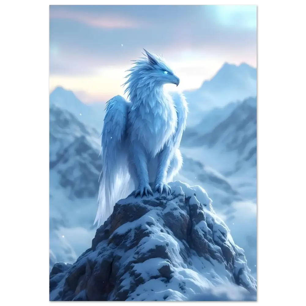 Aluminum Print of a Majestic White Griffin from Frostpeak Gryphon Fantasy Spectacle