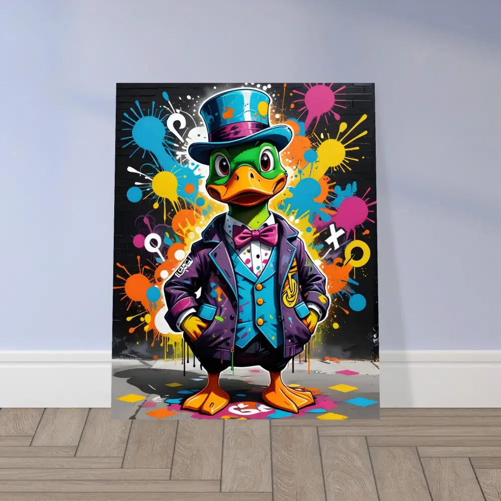 Cartoon duck in a suit and top hat on Aluminum Print Gangster Duck Swagger PixiOnyx Urban Dreamscape
