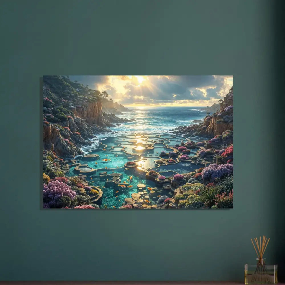 Coastal landscape painting on Aluminum Print Garden of the Tides PixiOnyx Shimmersteel Edition