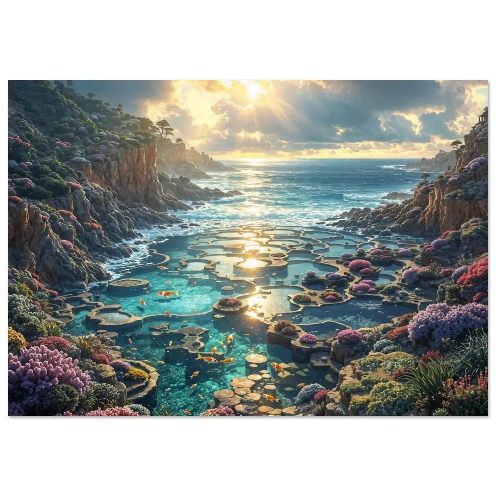 Aluminum Print Garden of the Tides PixiOnyx Shimmersteel Edition coastal tide pools with vibrant marine life
