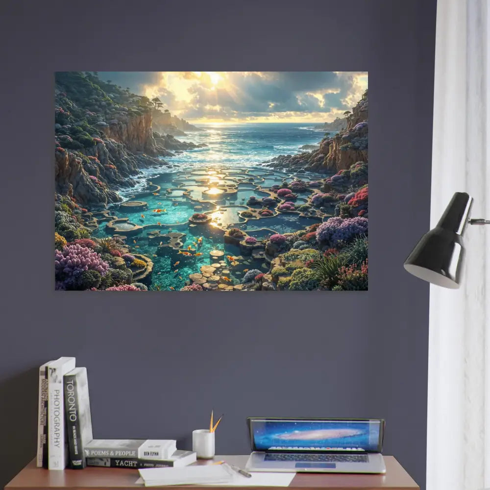 Coastal landscape wall art Aluminum Print Garden of the Tides PixiOnyx Shimmersteel Edition