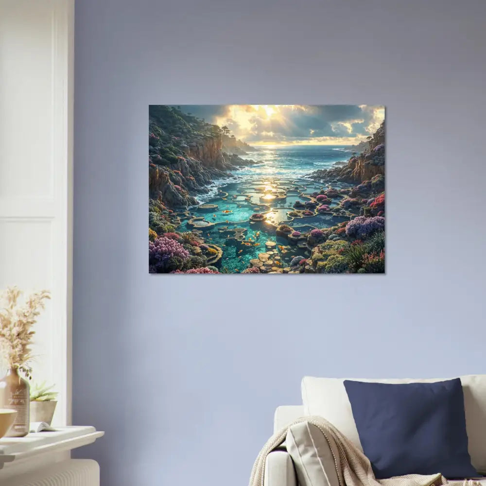 Coastal landscape painting Aluminum Print Garden of the Tides PixiOnyx Shimmersteel Edition