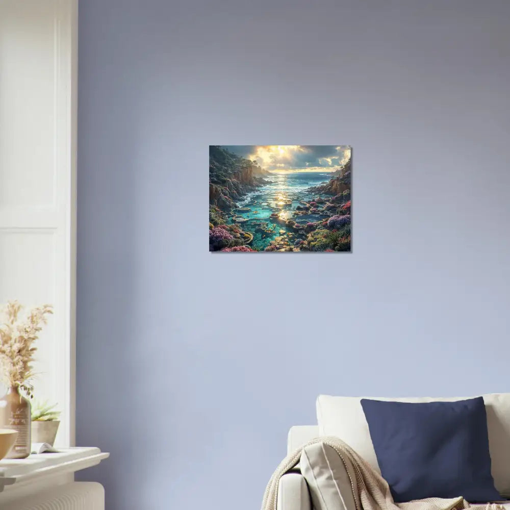 Coastal landscape artwork aluminum print titled Garden of the Tides PixiOnyx Shimmersteel Edition