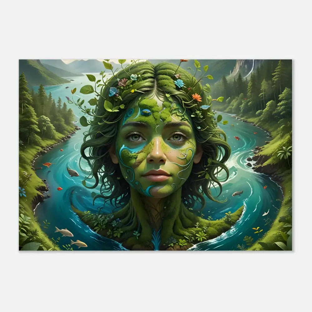 Nature goddess portrait on Aluminum Print Green Goddess PixiOnyx Nature Dreamscape