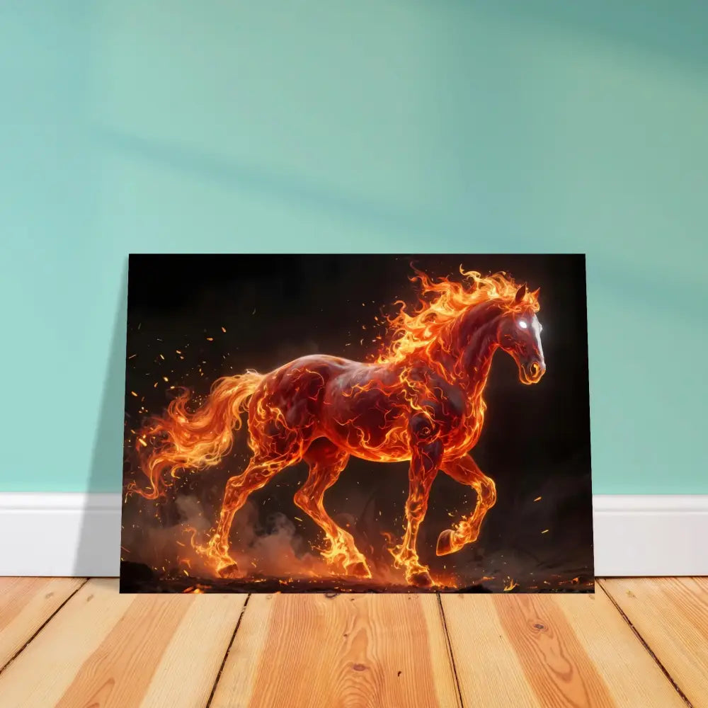 Canvas print of inferno stallion roars with flames for PixiOnyx Luminous Fury