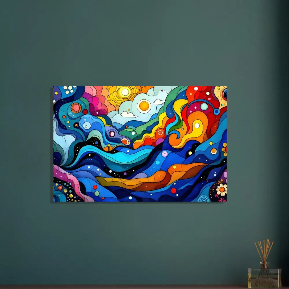 Colorful abstract layered spectrum aluminum print wall art for vibrant home decor
