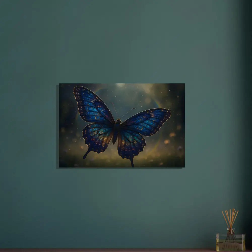 Blue butterfly canvas art on Aluminum Print Luminara Ascend by PixiOnyx Chromatic Fusion
