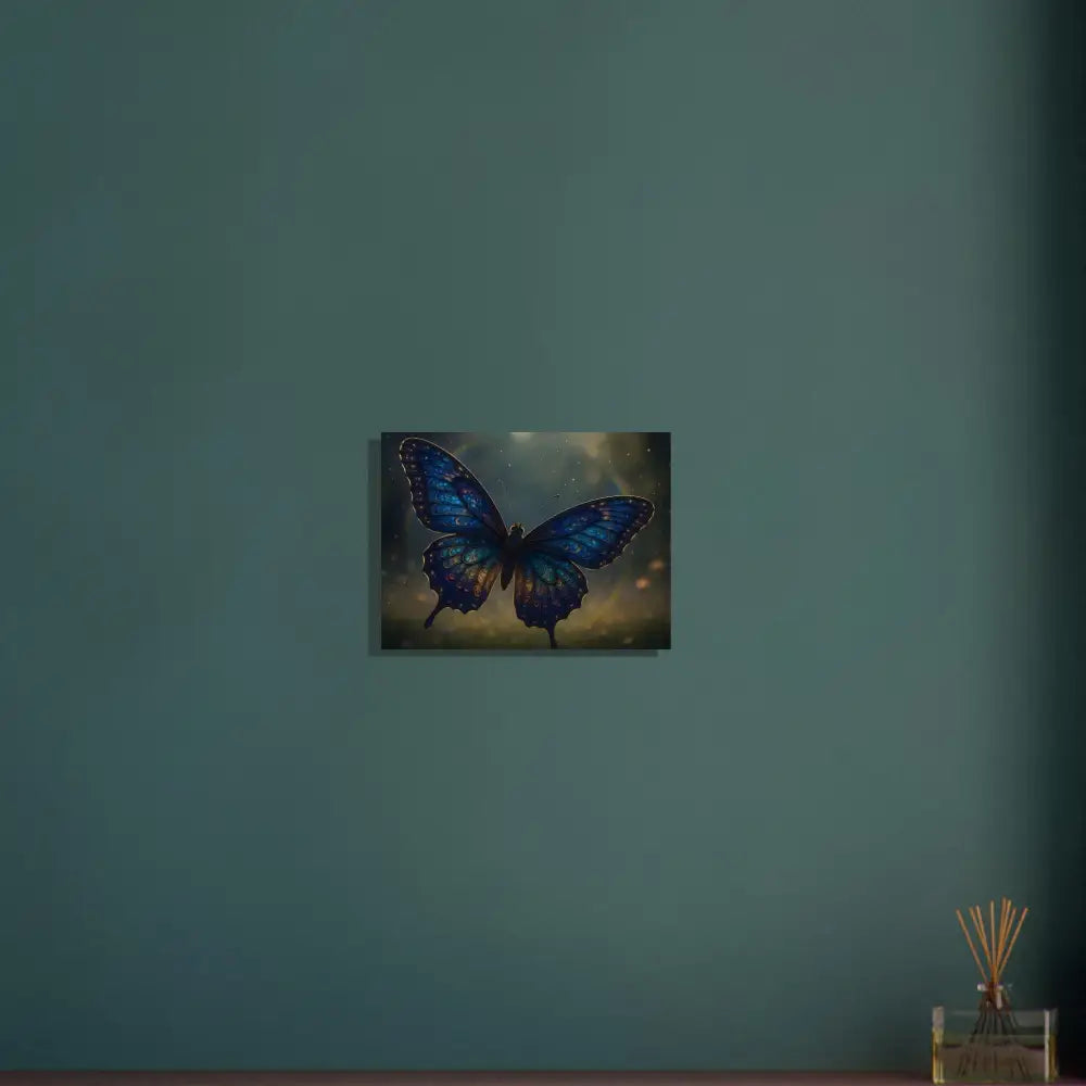 Blue butterfly painting on Aluminum Print Luminara Ascend by PixiOnyx Chromatic Fusion