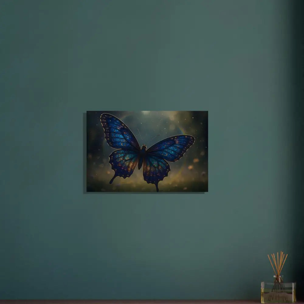 Colorsful butterfly wall art aluminum print displayed in Luminara Ascend PixiOnyx Chromatic Fusion