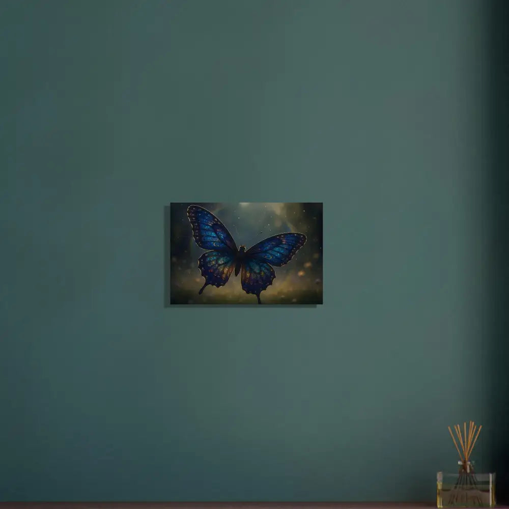 Blue butterfly wall art aluminum print Luminara Ascend PixiOnyx Chromatic Fusion