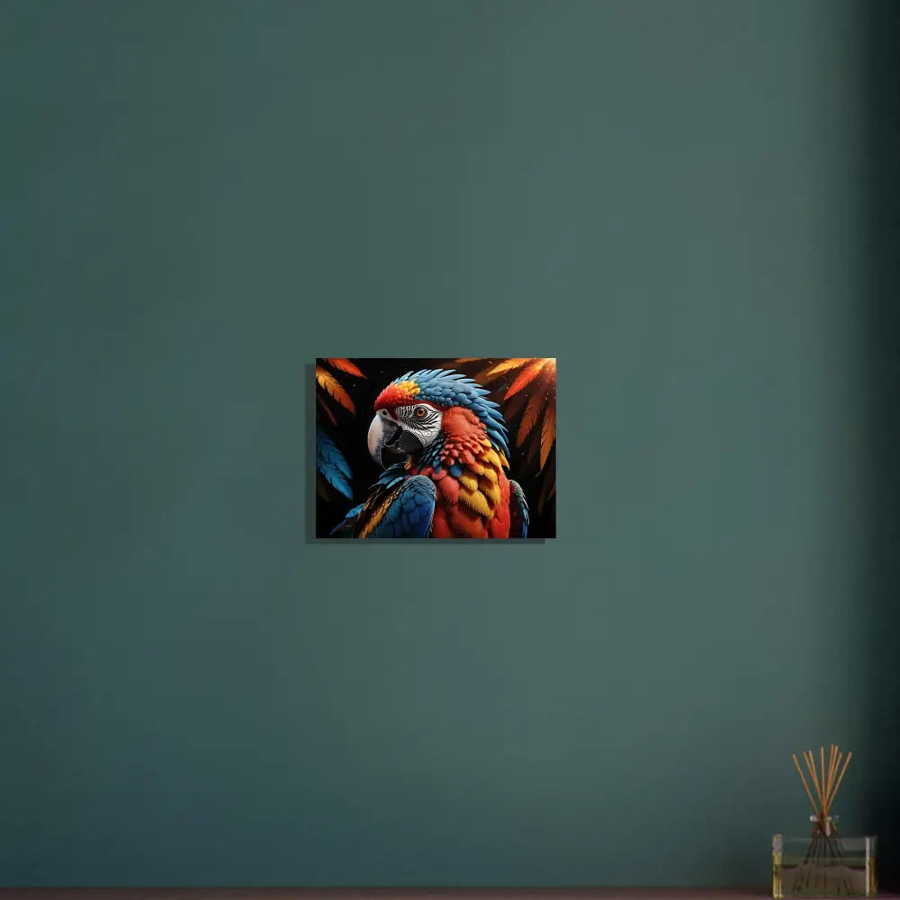 Colorful parrot portrait on Aluminum Print Macaw Ascendant by PixiOnyx Nature Alloy Elegance