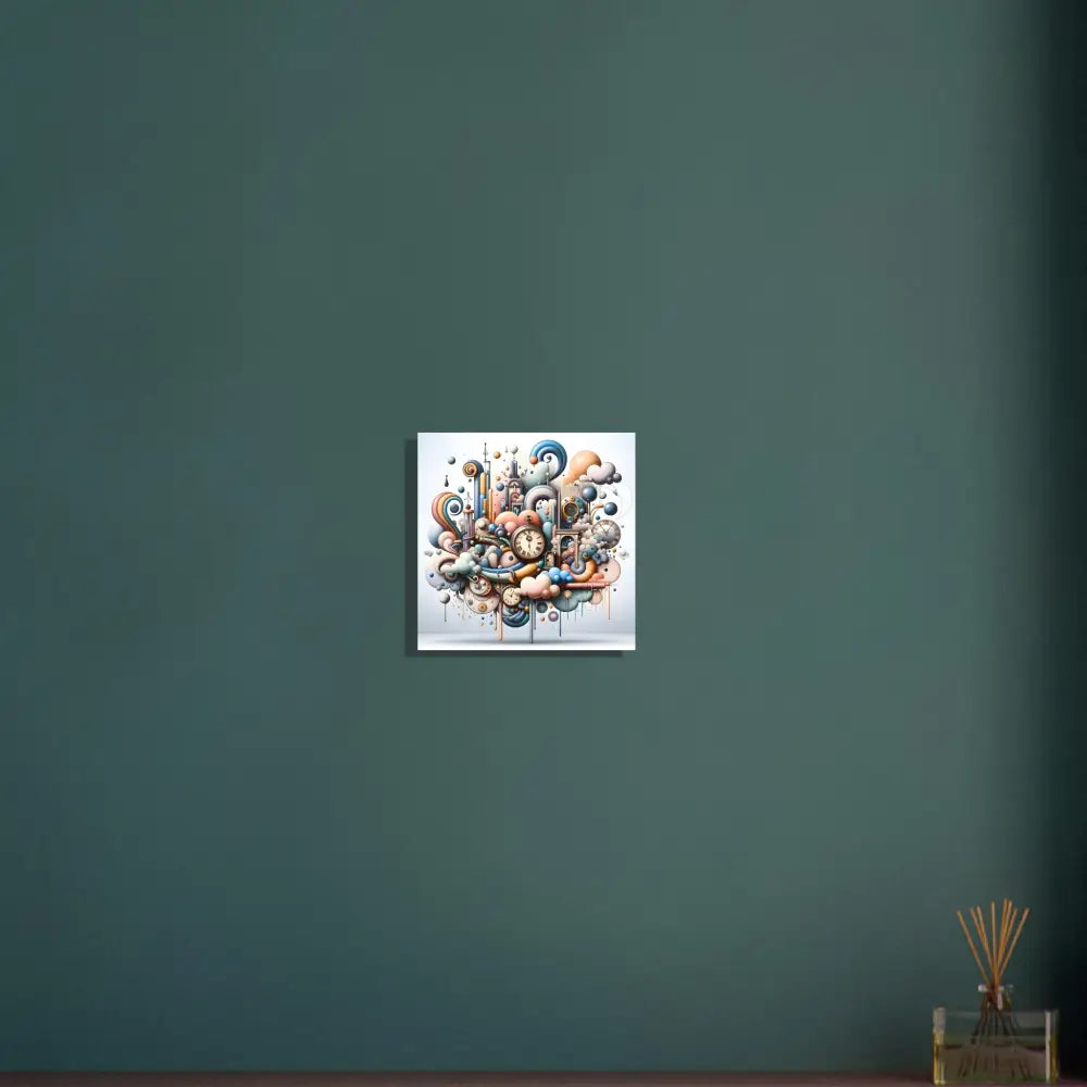 Colorful cartoon-style abstract art on the Aluminum Print Pastel Mechanica PixiOnyx Surreal Panel