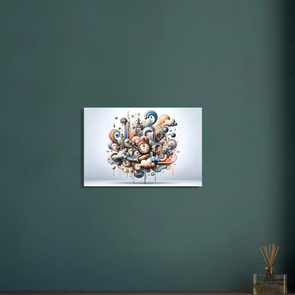 Colorful whimsical clockwork art on Aluminum Print Pastel Mechanica Dadaist Bloom surrea