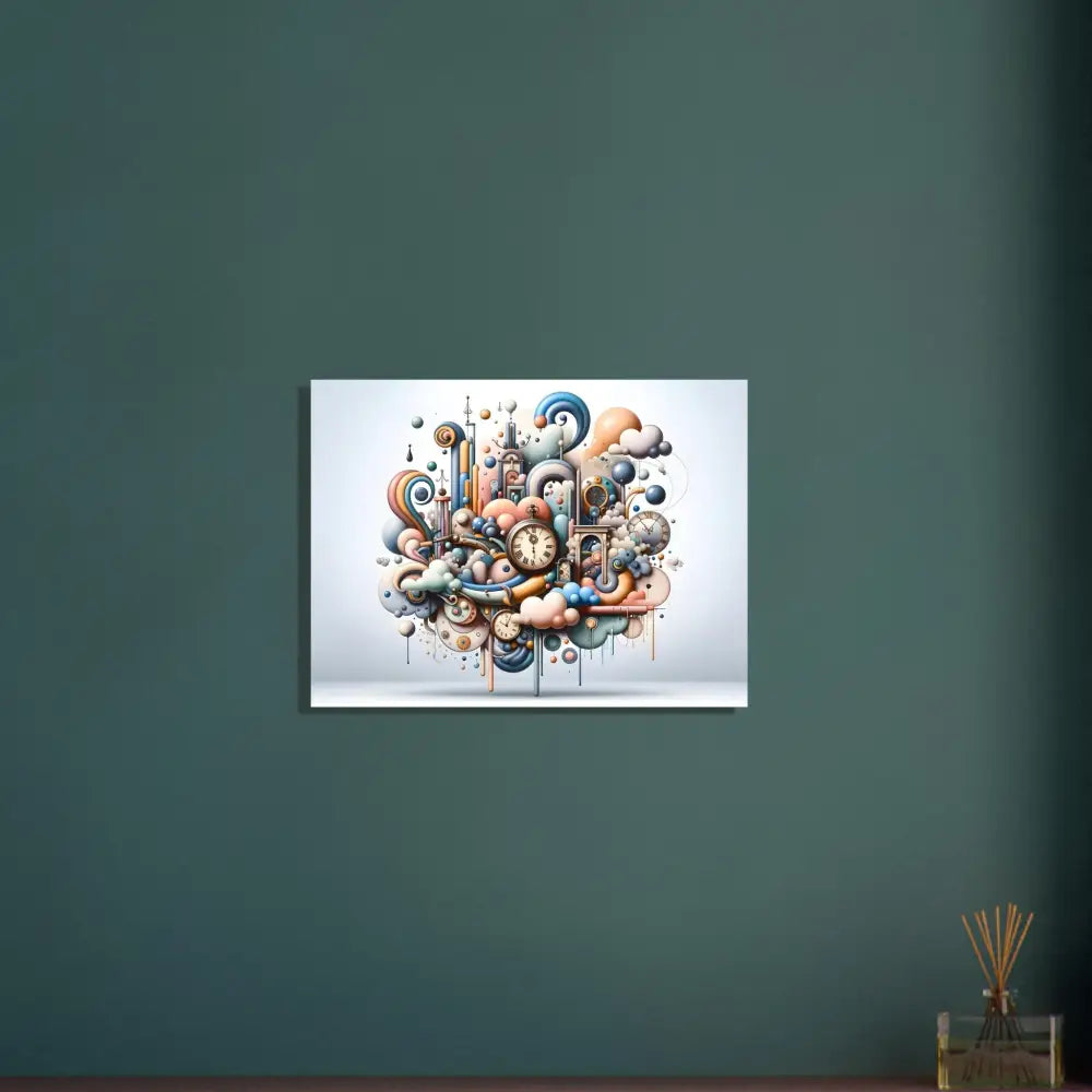 Colorful whimsical clockwork art on modern Aluminum Print Pastel Mechanica Canvas