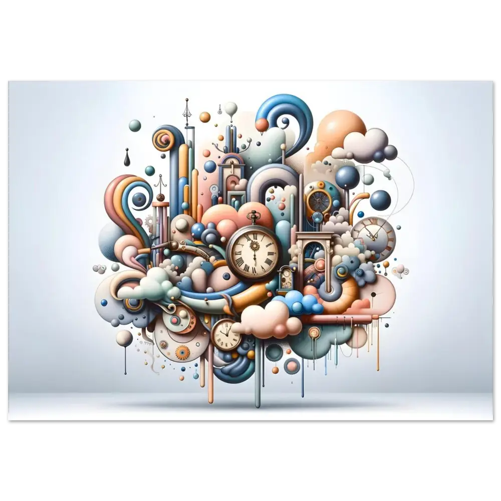 Whimsical clockwork fantasy featuring pastel colors on PixiOnyx Ultra-Modern Surreal Panel