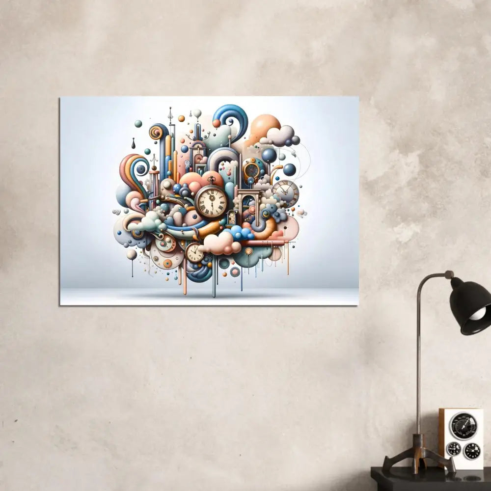 Whimsical clockwork dreamscape on Aluminum Print Pastel Mechanica Surreal Panel