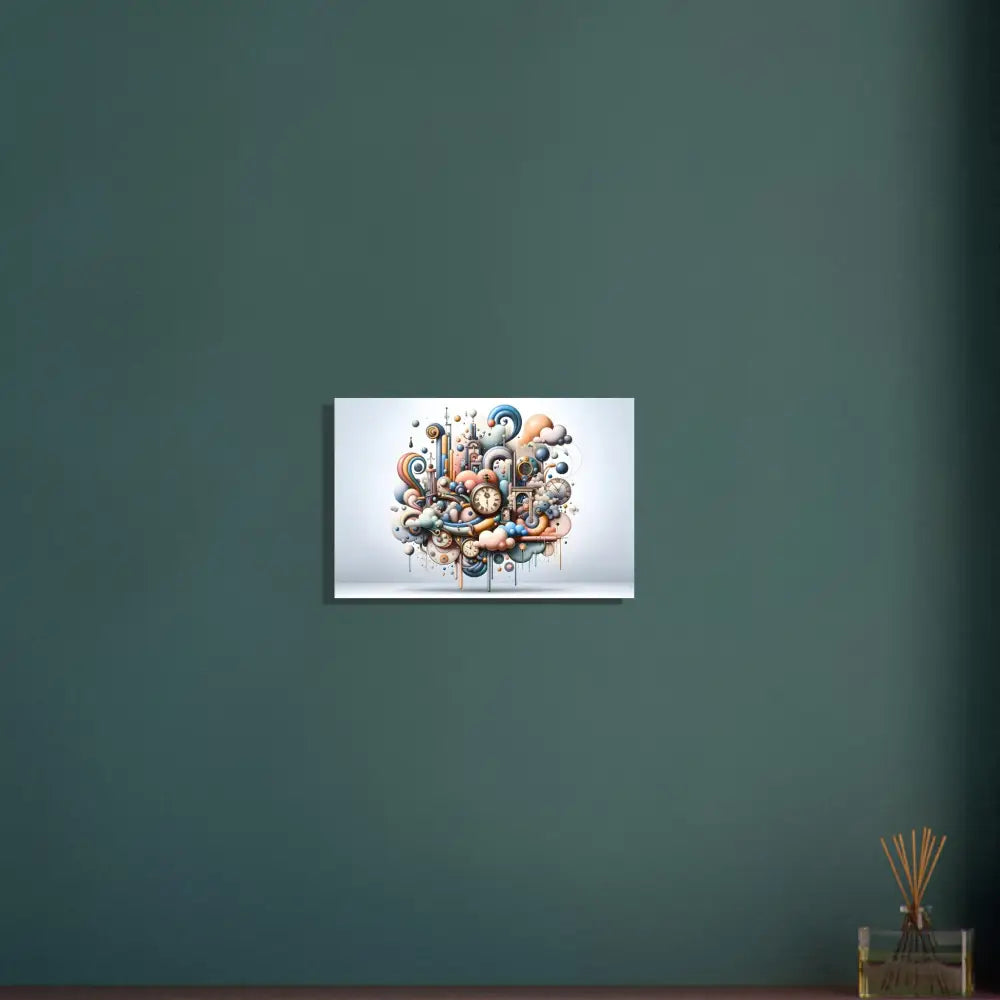 Abstract clockwork doodle art on Aluminum Print Pastel Mechanica Surreal Panel