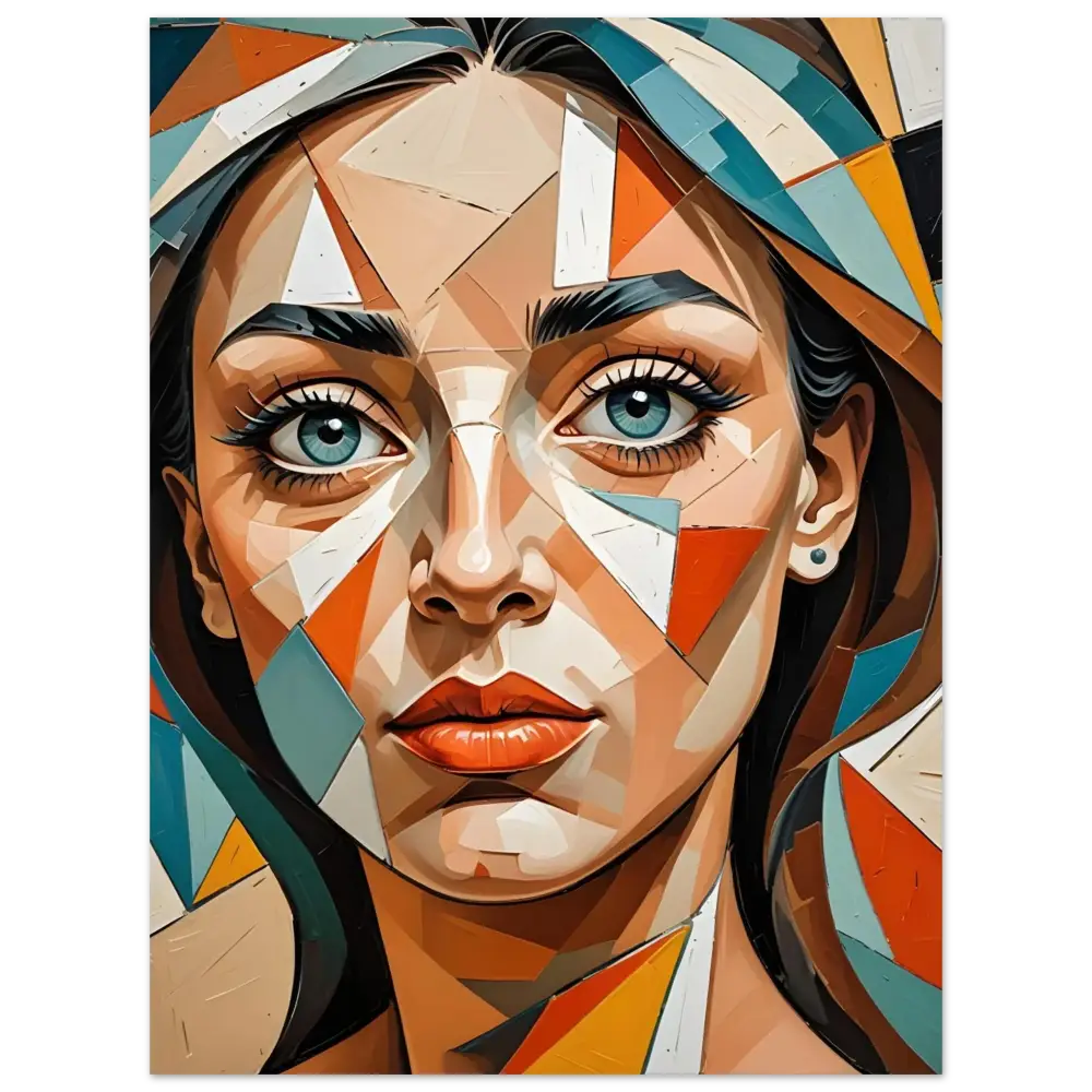 Abstract geometric portrait of a woman on PixiOnyx Dreamscape Metal Aluminum Print