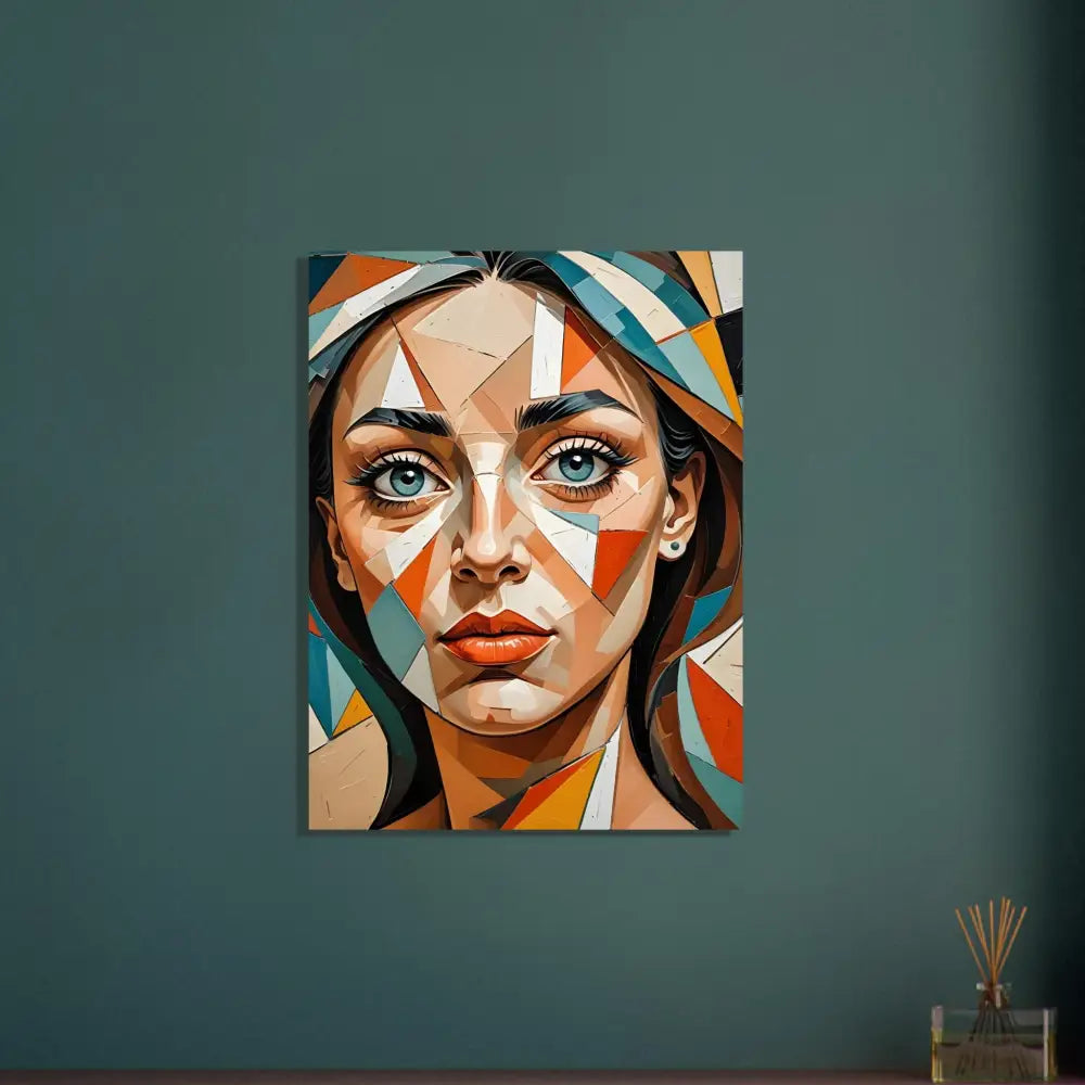 Abstract geometric portrait displayed on PixiOnyx Dreamscape Aluminum Print