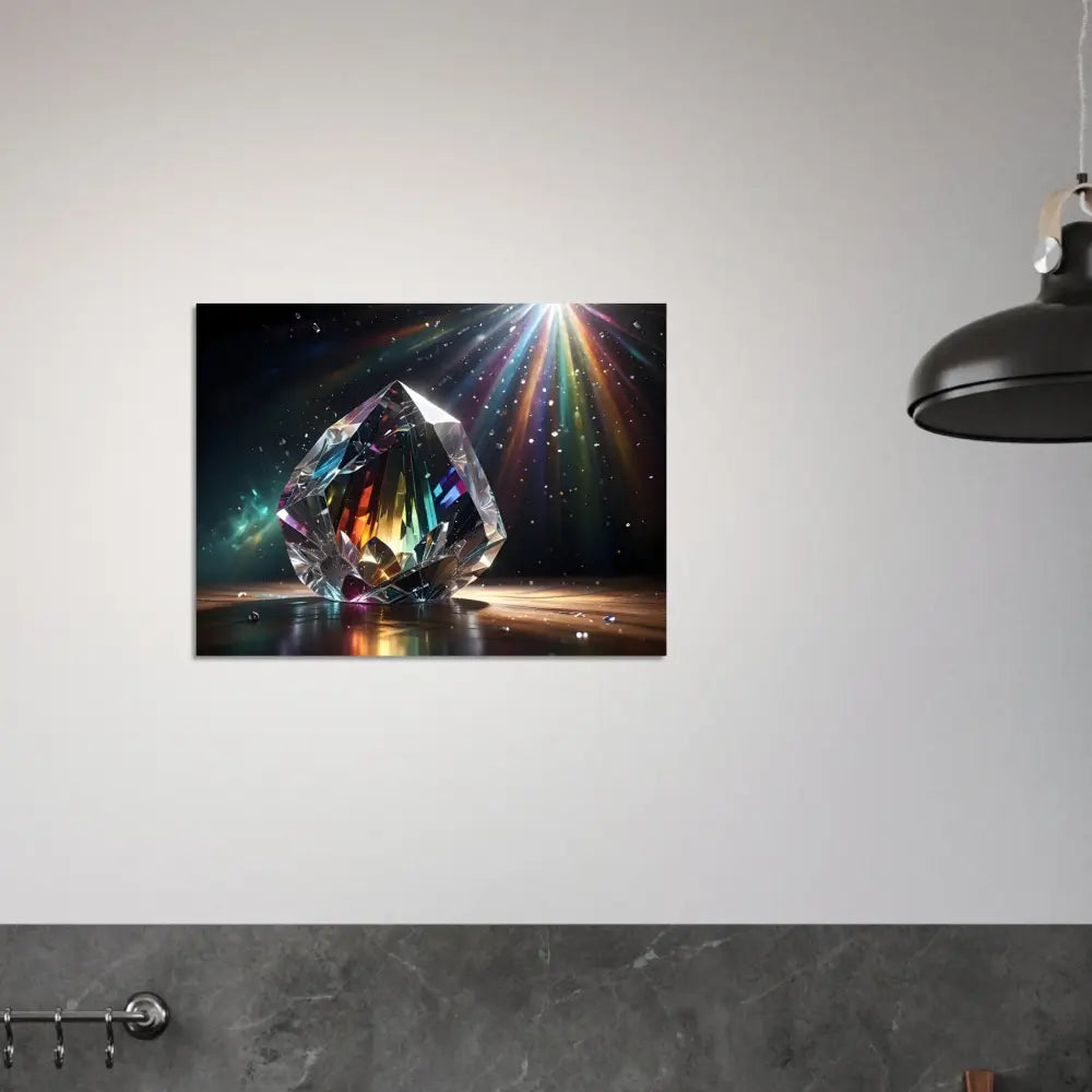 Prismatic crystal art print on aluminum showcasing vibrant colors and intricate design