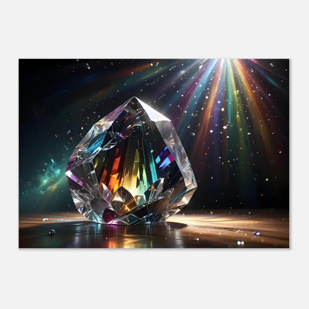 Rainbow-refracting crystal gemstone on Aluminum Print Prismatic Splendor PixiOnyx Crystal Alloy