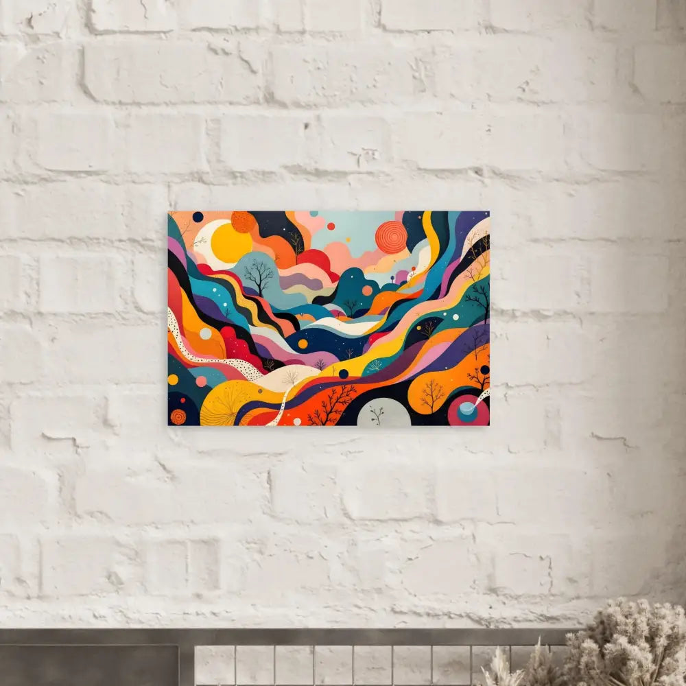 Colorful abstract landscape painting on Aluminum Print Psychedelic Landscape Flowstate PixiOnyx