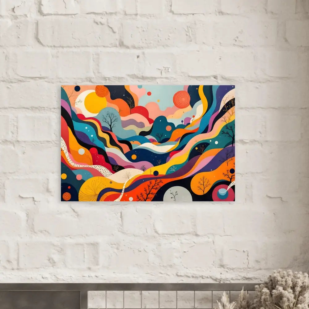 Colorful abstract landscape art aluminum print Psychedelic Landscape Flowstate PixiOnyx