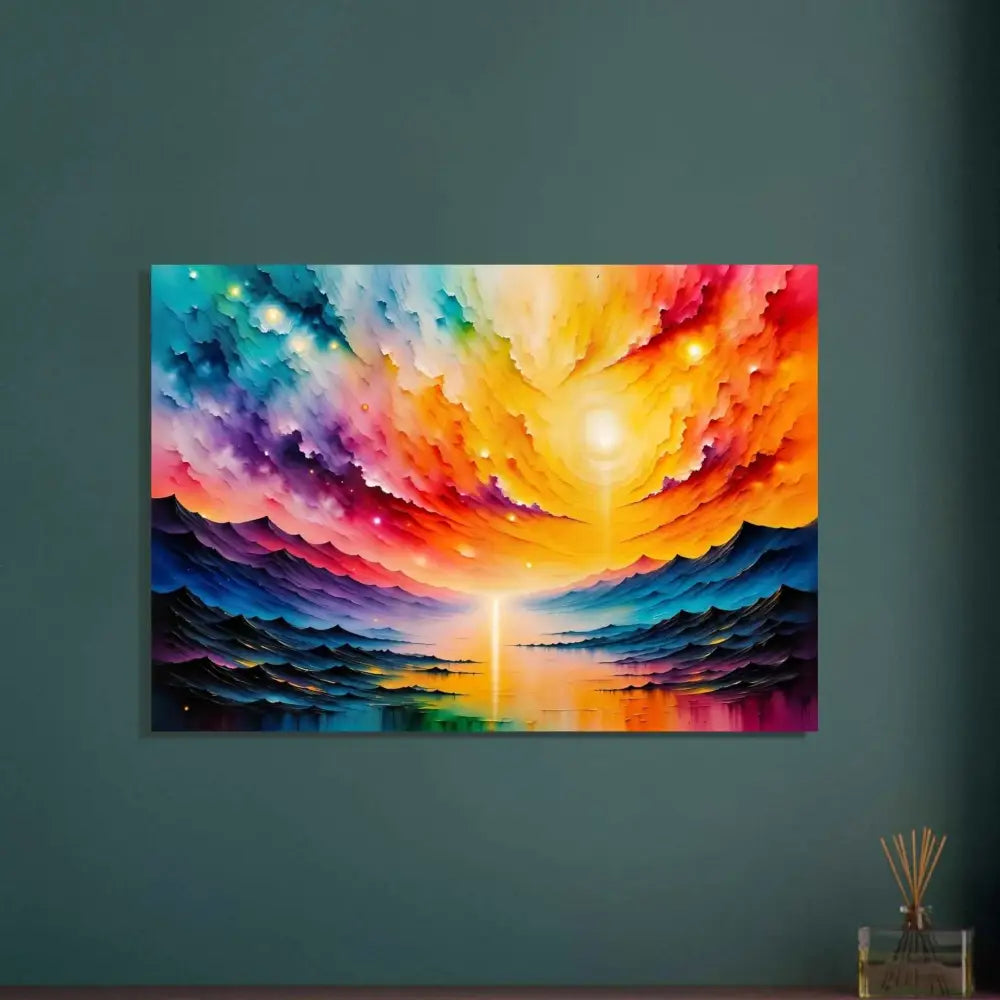 Vibrant abstract landscape aluminum print Radiant Horizon PixiOnyx Luminous Masterpiece