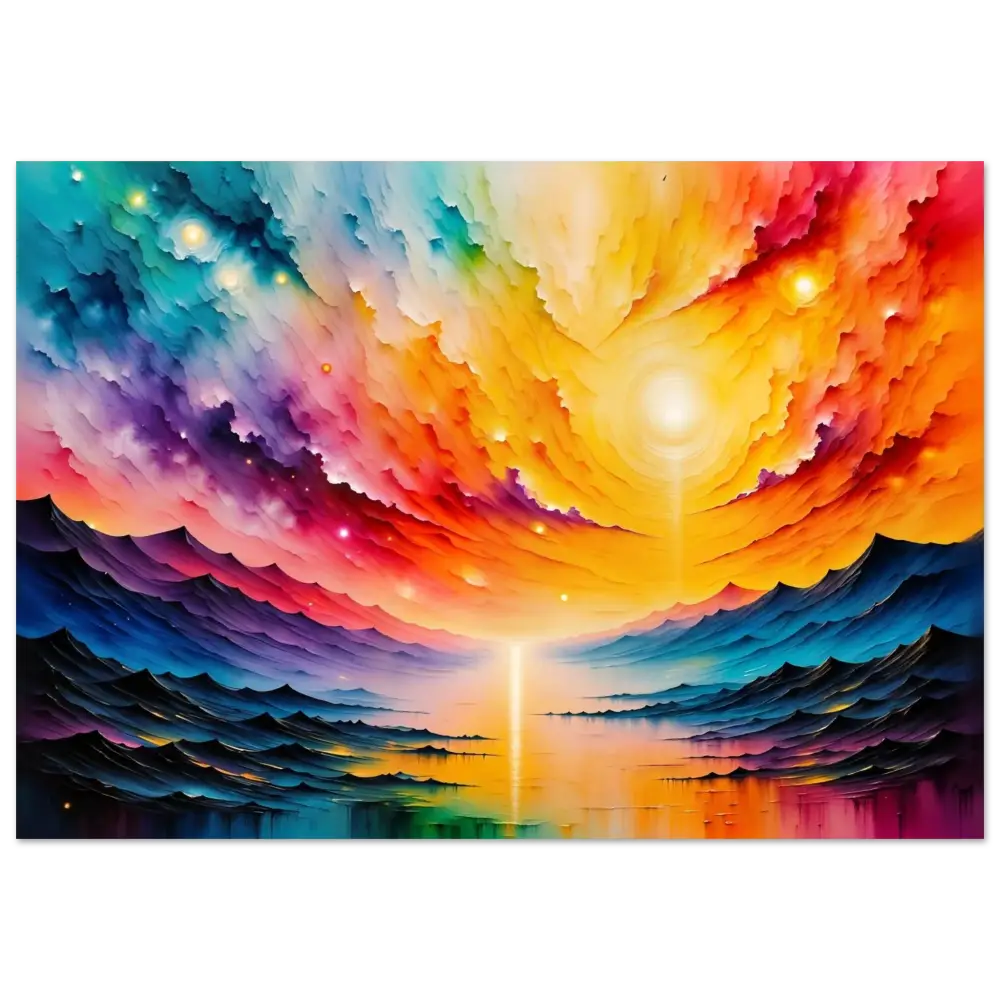 Vibrant impressionistic Aluminum Print of Radiant Horizon with luminous landscape art