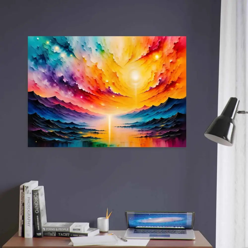 Vibrantly colorful abstract landscape canvas art Radiant Horizon PixiOnyx Luminous Masterpiece