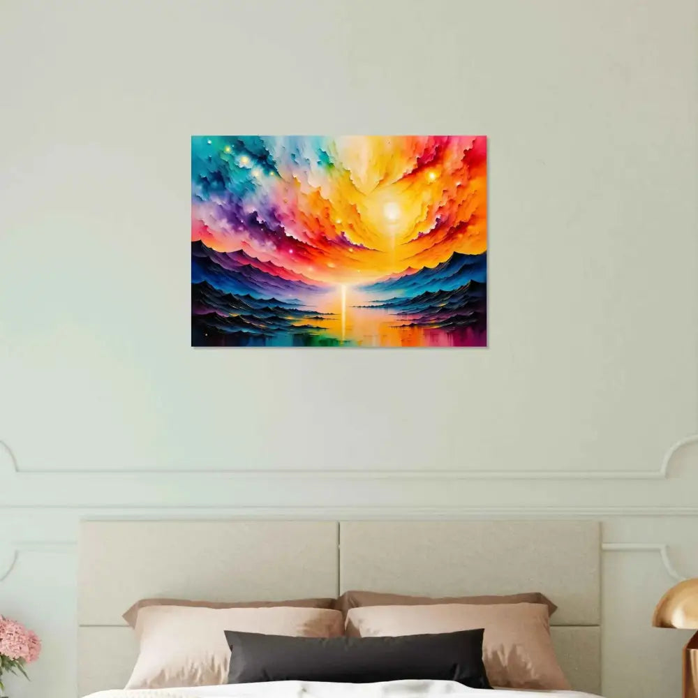 Aluminum Print Radiant Horizon by PixiOnyx Luminous Masterpiece featuring sunset over water