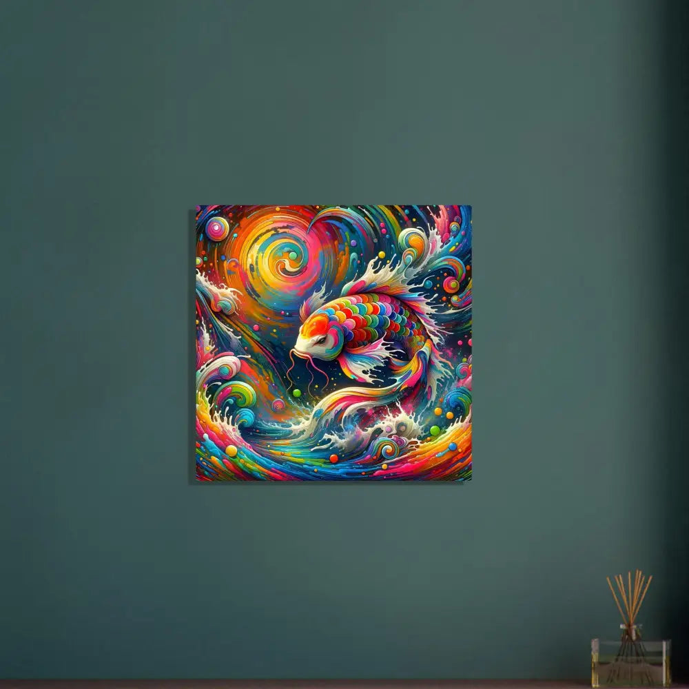 Colorful koi fish art on Aluminum Print Rainbow Koi by PixiOnyx Liquid Radiance