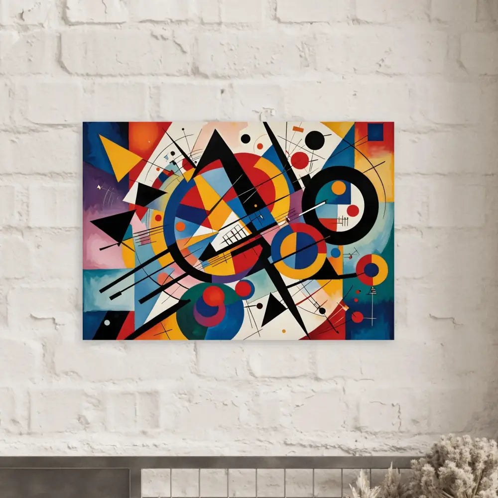 Abstract geometric painting on Aluminum Print Rhythmic Geometry by PixiOnyx Abstract Artistry