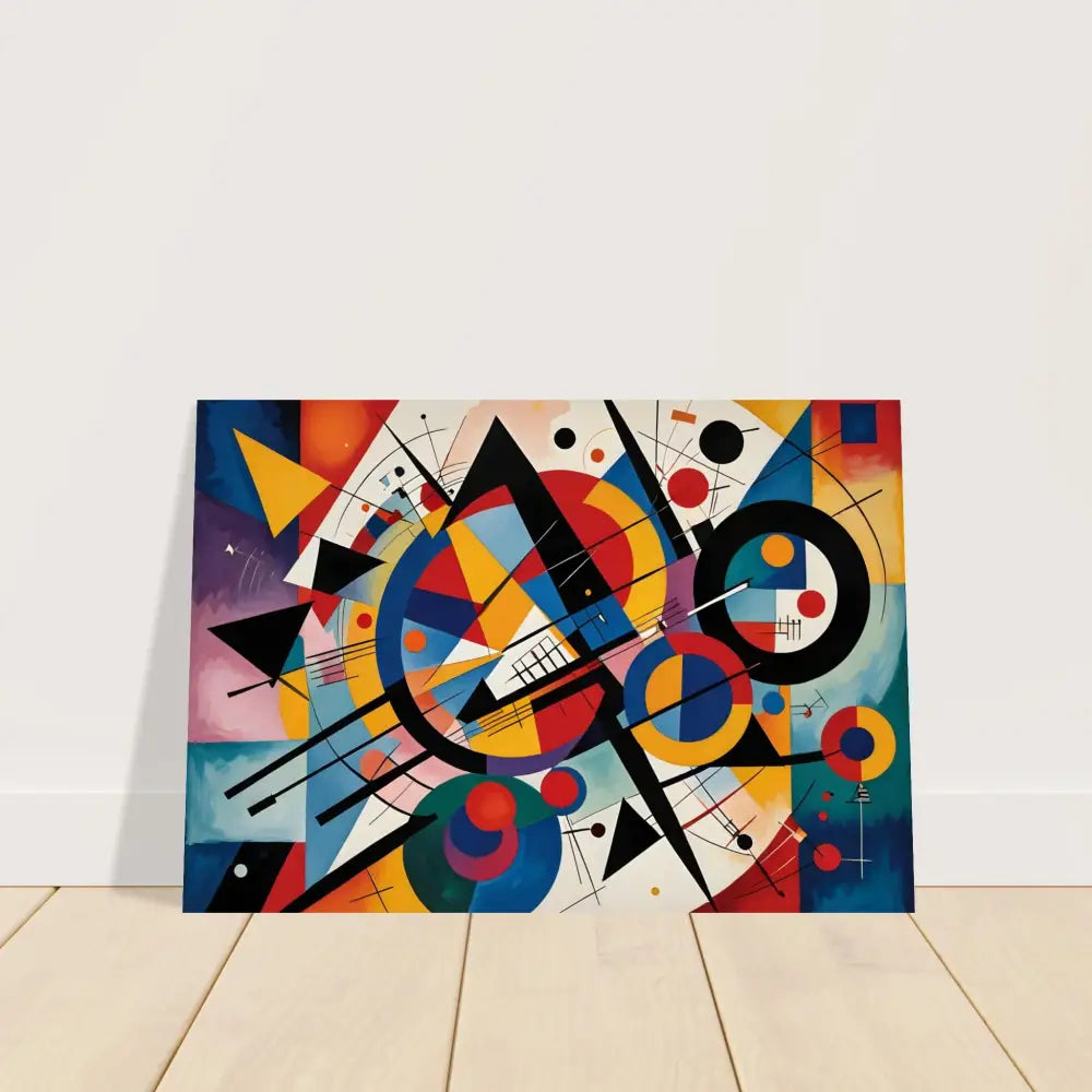 Abstract geometric painting on Aluminum Print Rhythmic Geometry by PixiOnyx Abstract Artistry