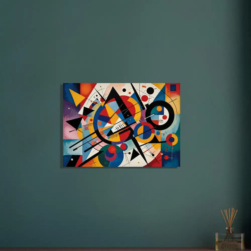 Abstract geometric painting on aluminum print Rhythmic Geometry by PixiOnyx Abstract Artistry