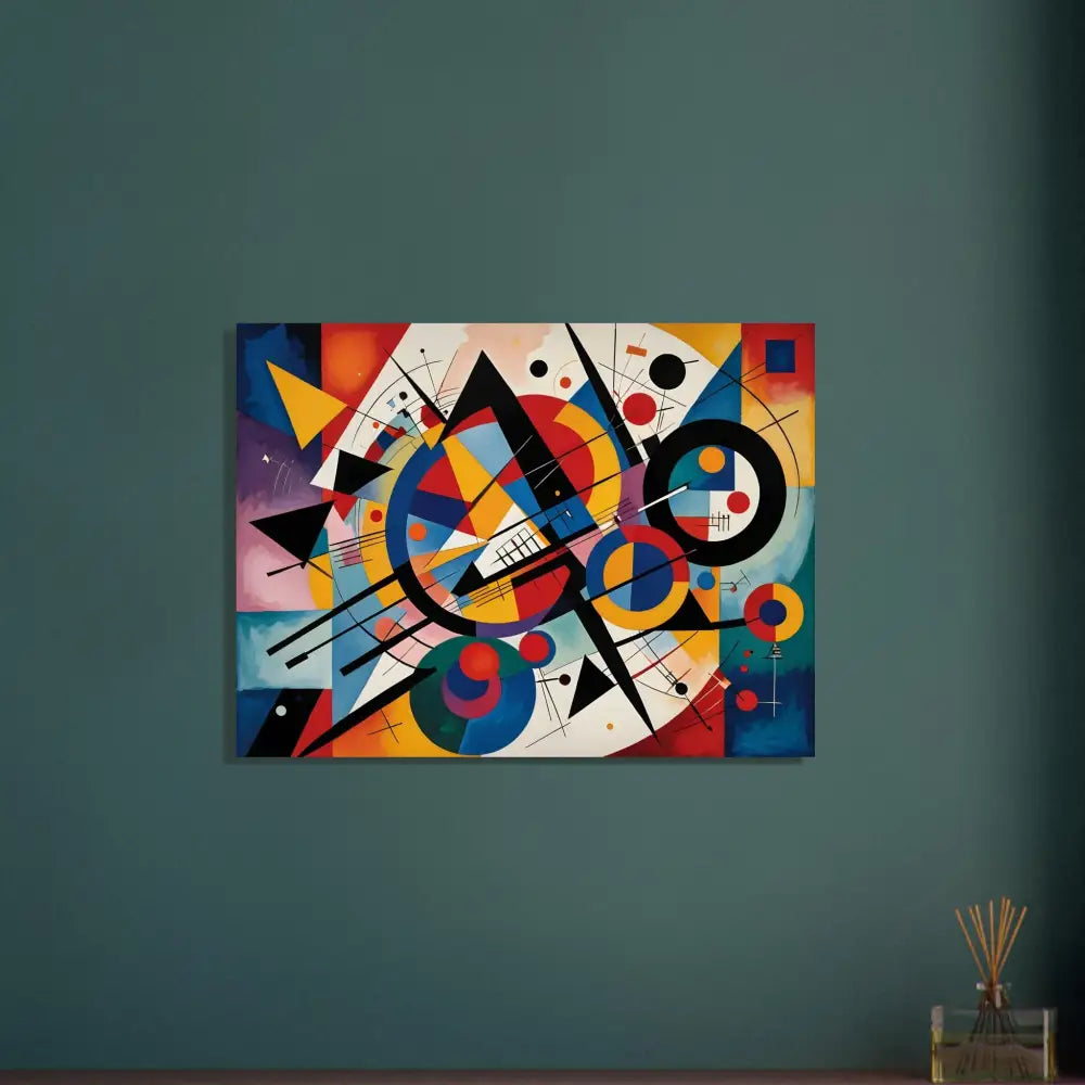 Abstract geometric painting on Aluminum Print Rhythmic Geometry by PixiOnyx Abstract Artistry