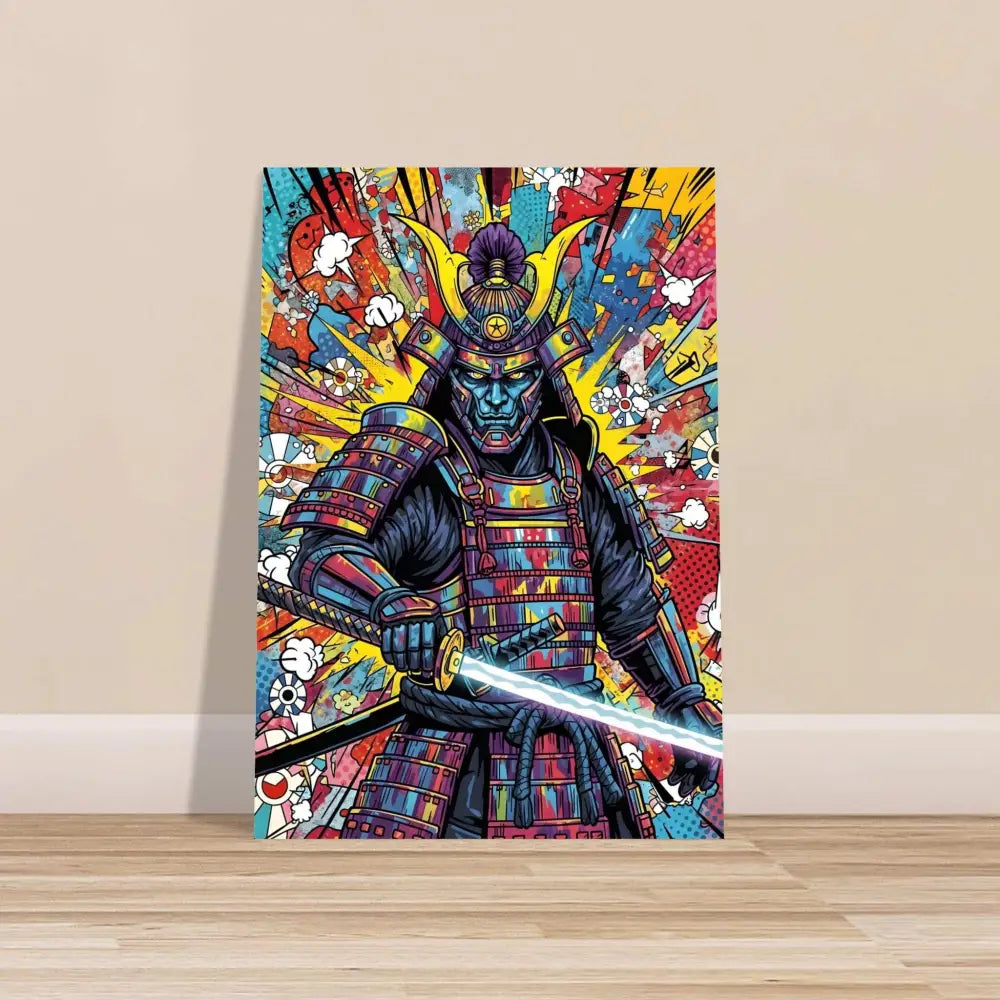 Vibrant Samurai Splash poster with glowing sword showcasing luminous color durable print