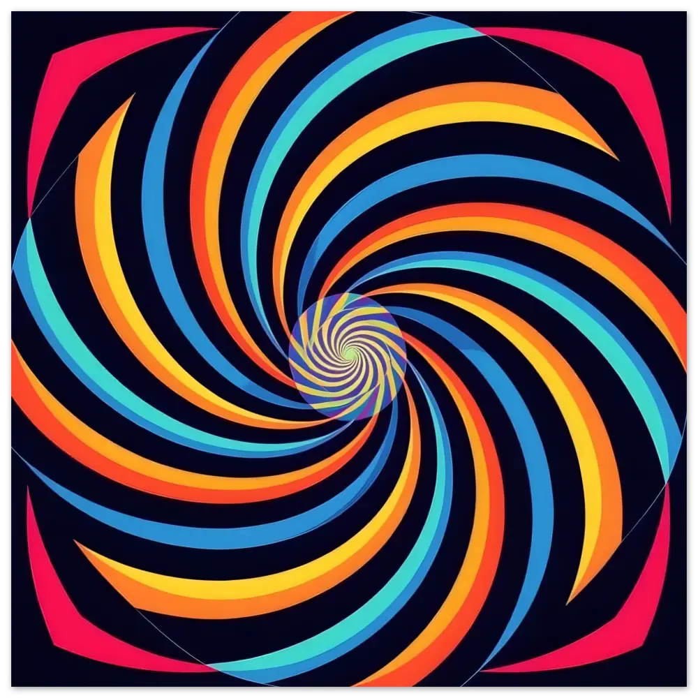 Colorful swirling vortex aluminum print artwork from PixiOnyx Urban Alloy Spirograph Swirl