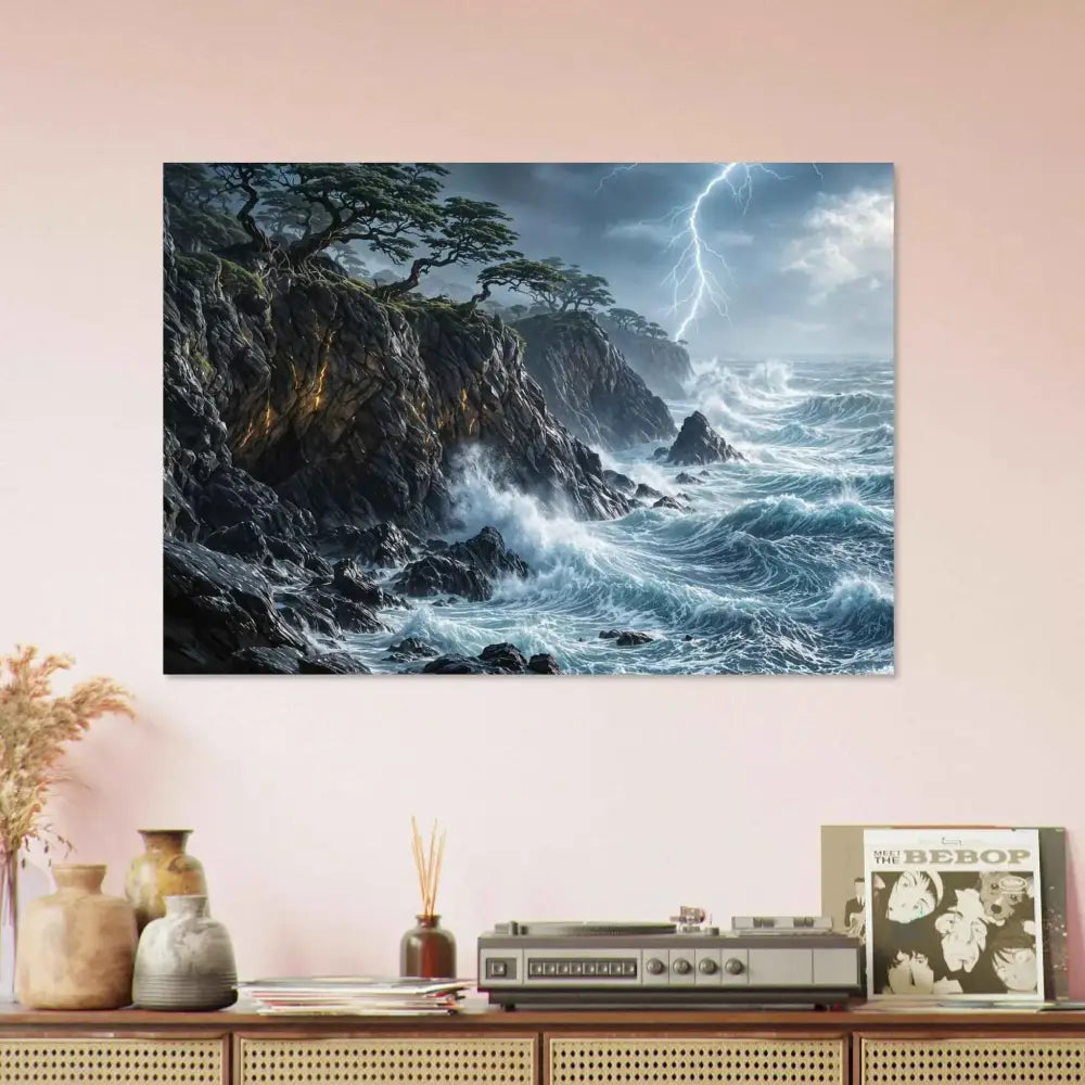 Stormy ocean scene on smooth aluminum panel by PixiOnyx Elemental Metalworks