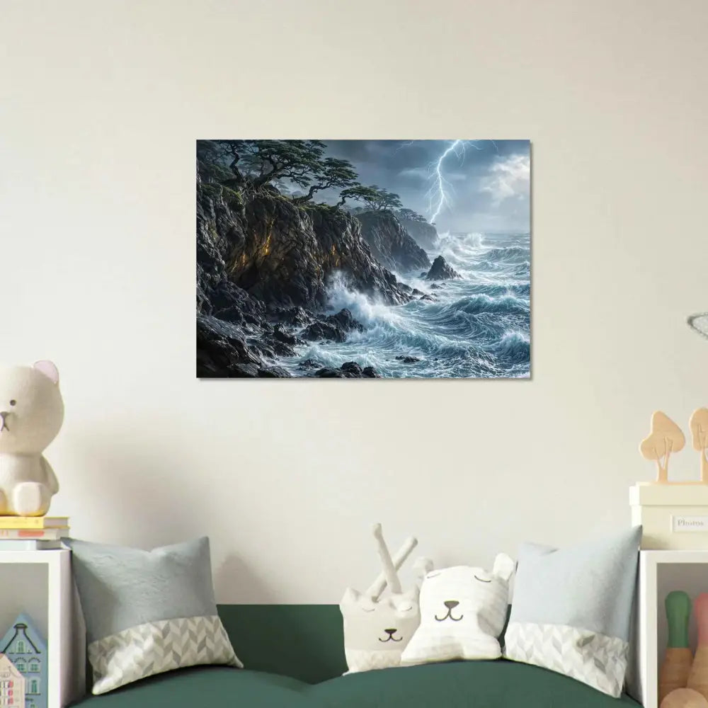 Vivid stormy sea scene on smooth aluminum panel by PixiOnyx Elemental Metalworks