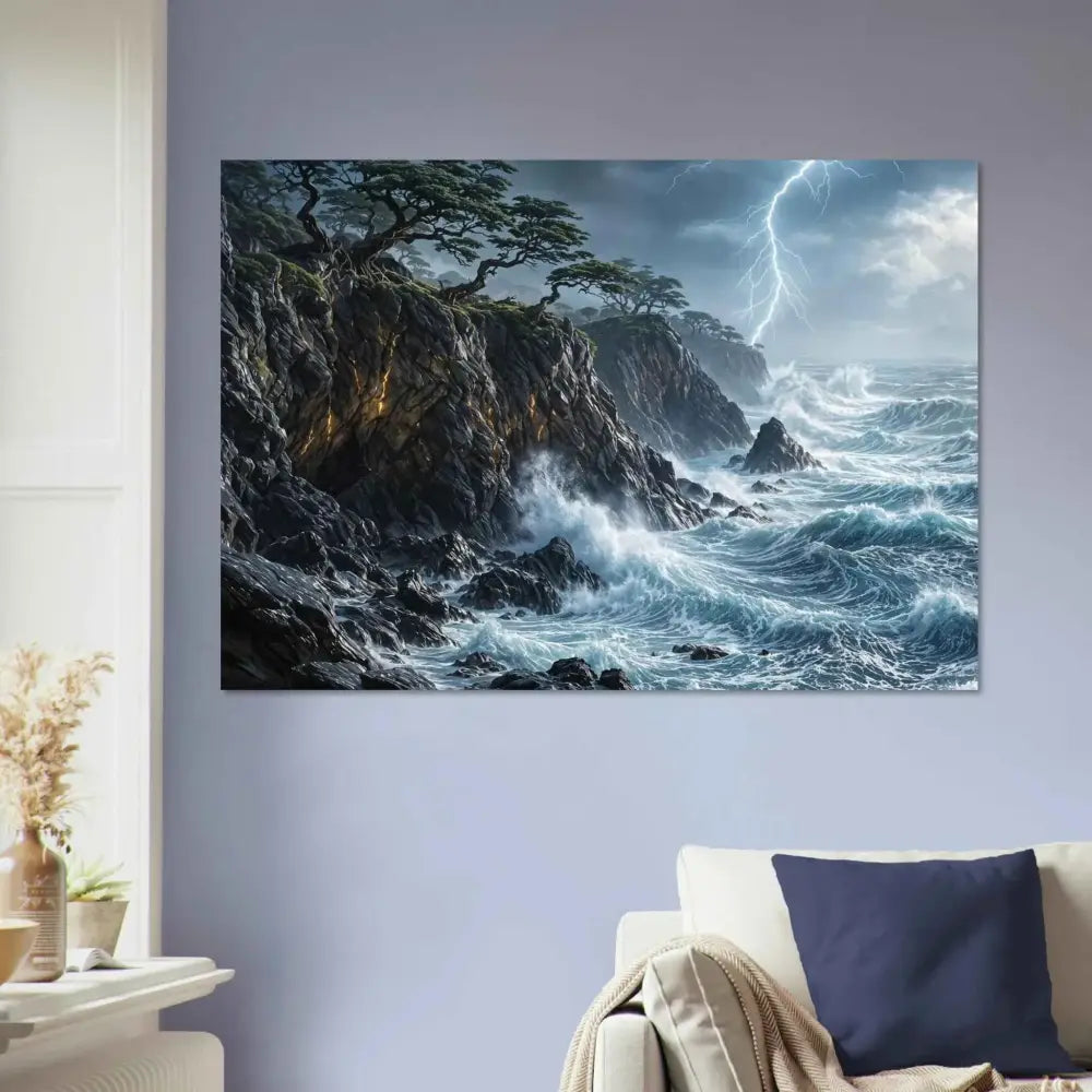 Dramatic coastal storm on smooth aluminum panel by PixiOnyx Elemental Metalworks